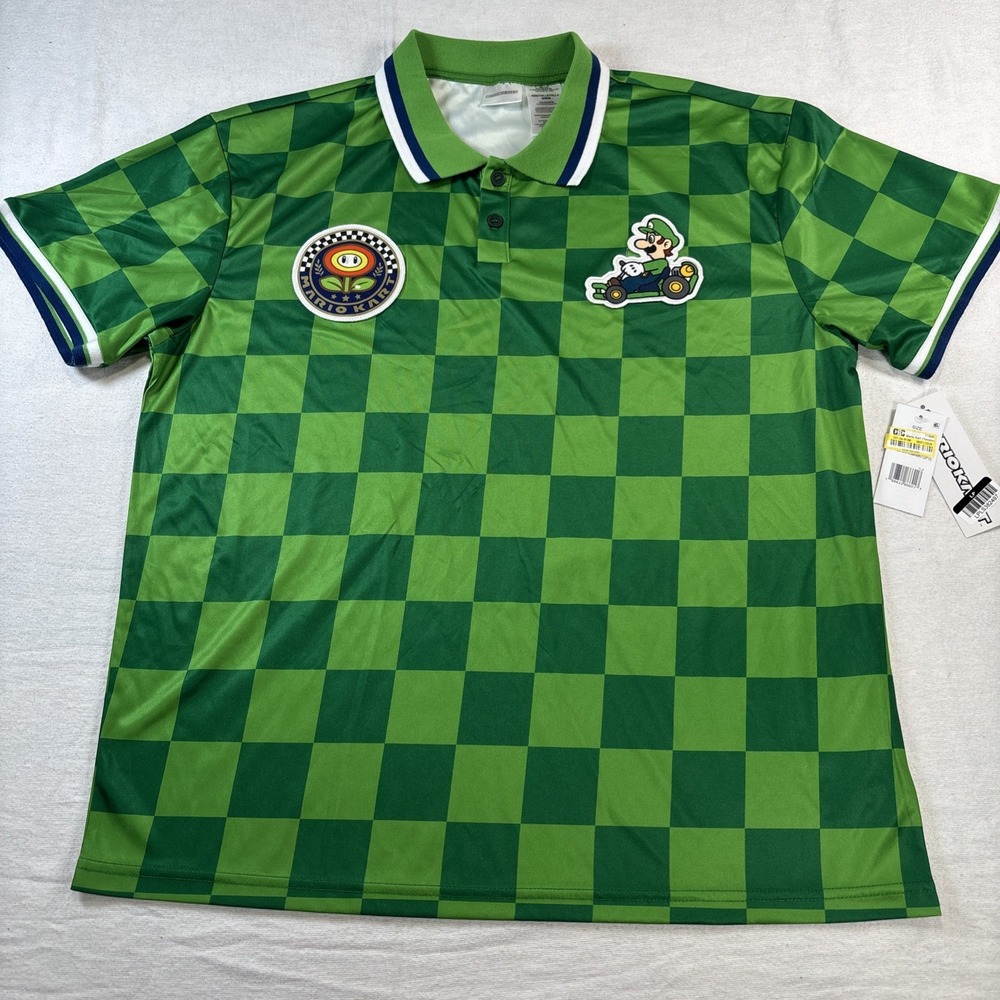 Mario Kart Polo Golf Shirt Men's Medium Short Sleeve Green